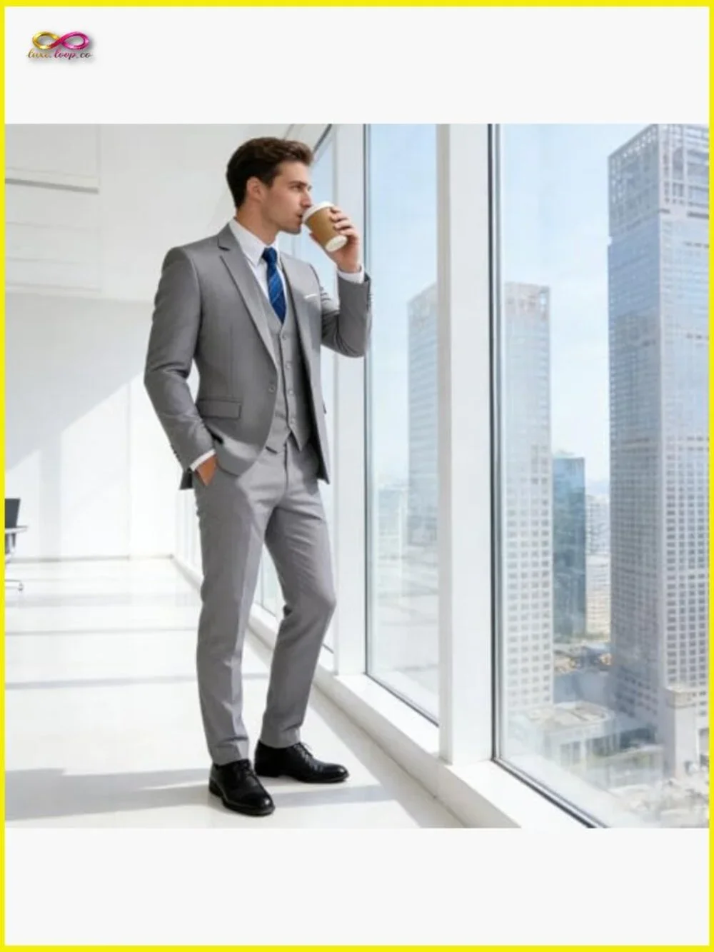Regular Fit 3-Piece Suit Set Classic Formal Blazer Vest Pants Wedding Prom